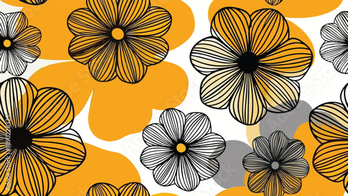 Jasmine flowers with yellow petal icons arranged in a seamless pattern create a visually appealing design ideal for backgrounds textiles