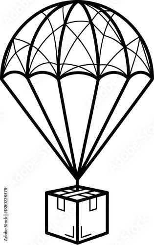 Parachute descending onto box