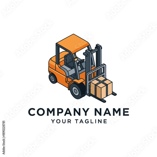 Forklift Truck Lifting Boxes Graphic Illustration.
