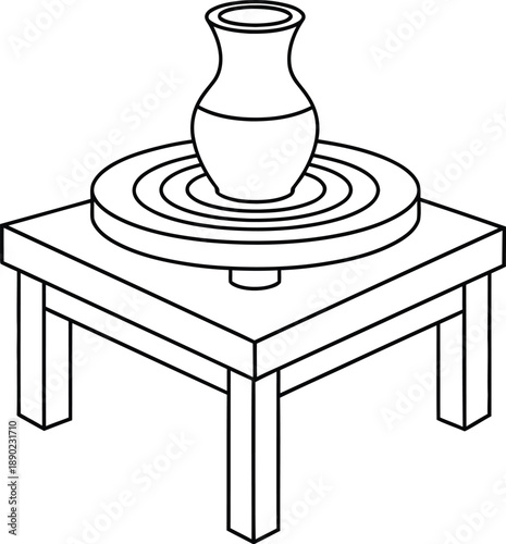 Pottery wheel with vase