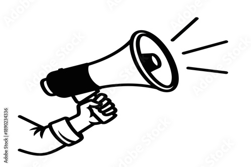 Hand holding megaphone