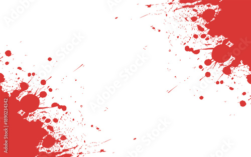 Red Ink Splatters and Drips Background – Dramatic Vector Illustration on White Canvas