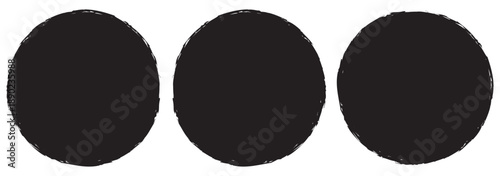 Set of black grunge circles shapes on a white background. Paint brush stamp collection. eps 10