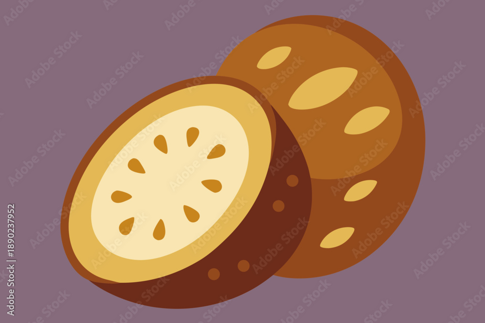 Fototapeta premium Whole and Halved Kiwifruit Illustration vector