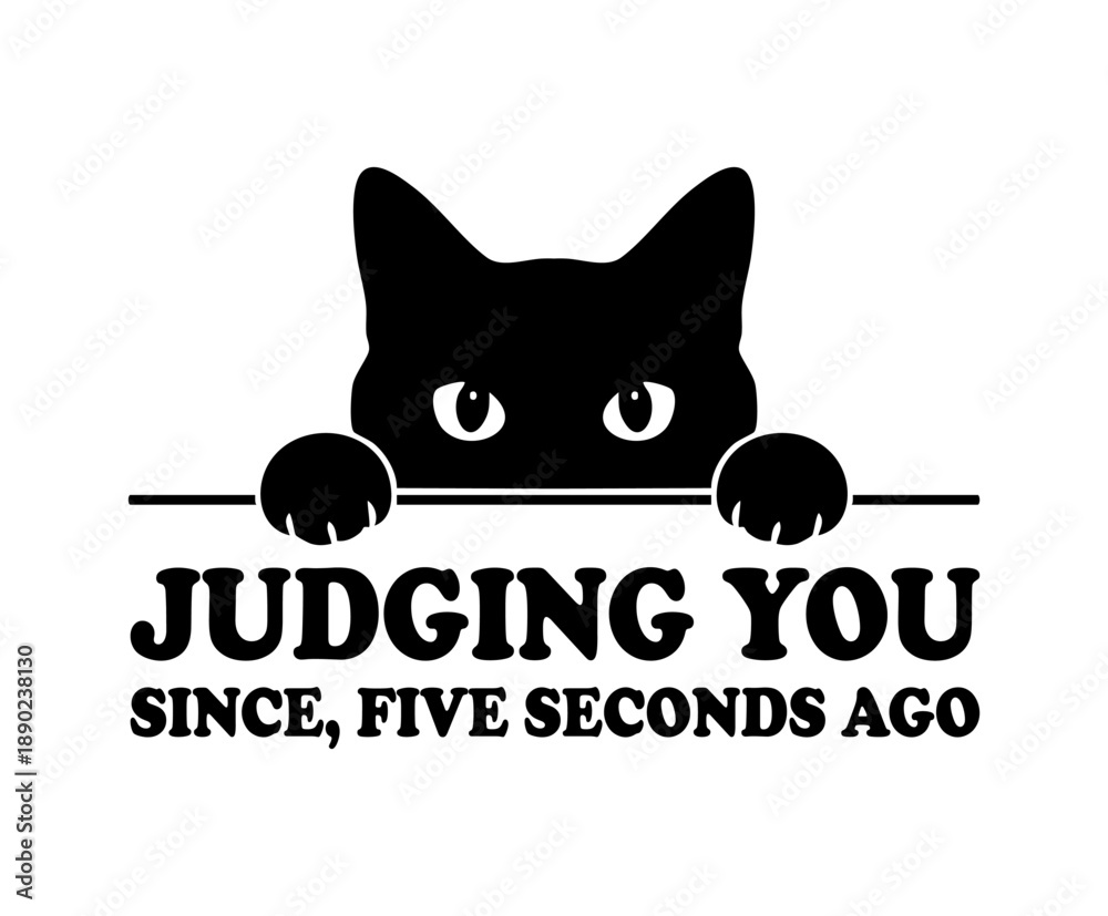 Fototapeta premium Funny cat peeking over line judging you since five seconds ago