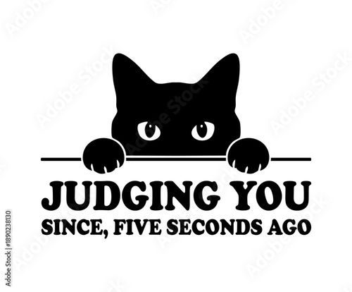 Funny cat peeking over line judging you since five seconds ago