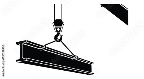 A dramatic black silhouette depicts a construction crane lifting a large steel beam emphasizing industrial strength and scale silhouette high quality