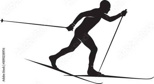 Obraz na płótnie Olympic sports: Cross-Country Skiing Silhouette – Nordic Ski Athlete Vector