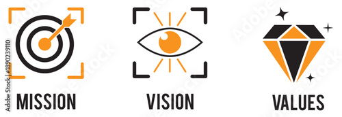 Mission vision values icon design, Business vision presentation. eps 10