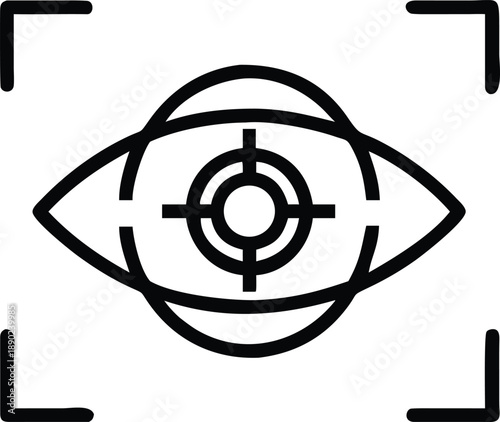 Advanced biometric eye scanning and iris recognition technology icon.