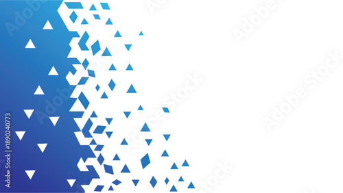 Abstract Blue Geometric Triangle Explosion Scattering Effect Background for Modern Technology Digital Data and Connectivity Design Vector Illustration