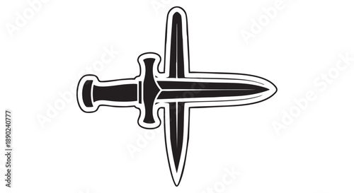 An illustration of a dagger with crossed blades on a plain background