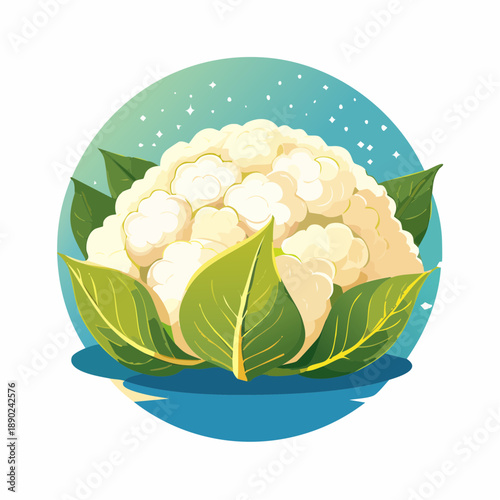 Illustration fraîche et colorée d’un chou-fleur sur fond lumineux