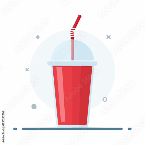 Illustration stylisée d’un smoothie aux fruits rouges avec fraise en garniture