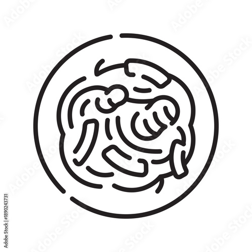 chow mein black line icon.