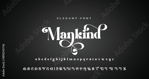 Lettering Minimalist Fashion. Elegant alphabet letters serif font and number. Typography fonts regular uppercase, lowercase.