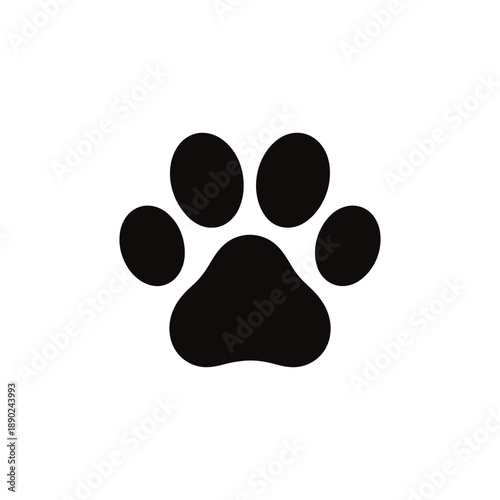 Animal paw print dog cat vector icon, simple footprint illustration representing pets and animals, ideal for pet grooming businesses, pet food packaging, animal welfare campaigns and friendly branding
