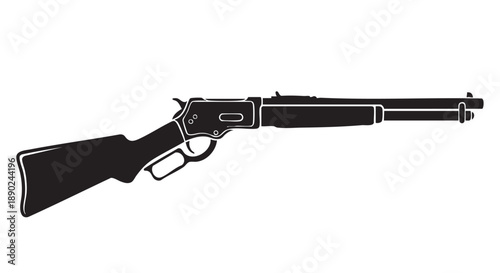 Detailed illustration of a rifle from a side view