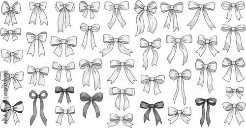 Collection of various ribbon bows in different styles and sizes