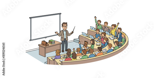 Teacher Standing in Front of Classroom Students.