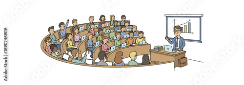 Business Meeting with Presentation and Audience.