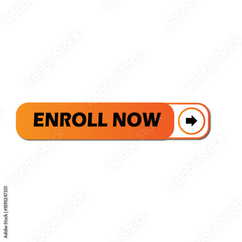 Enroll Now png Bitton, Transparent ackground,Enroll Now Label, Enroll Now Sticker. Orange Gradient color 