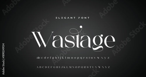 Lettering Minimalist Fashion. Elegant alphabet letters serif font and number. Typography fonts regular uppercase, lowercase.