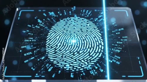 Digital Fingerprint Scan Futuristic Technology Biometric Security Identification