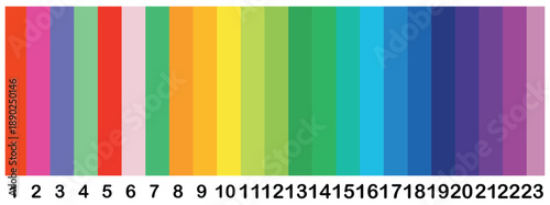 A vibrant color palette with various hues and shades displayed