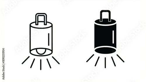 flashlight icon with rays on white background