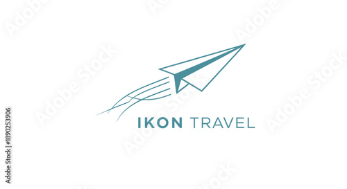 ikon travel logo, paper plane icon