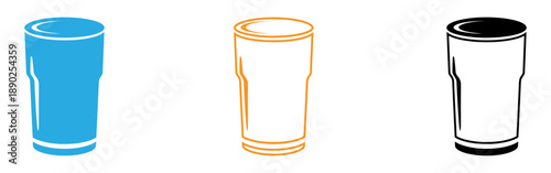 Three colored cylindrical objects on a white background