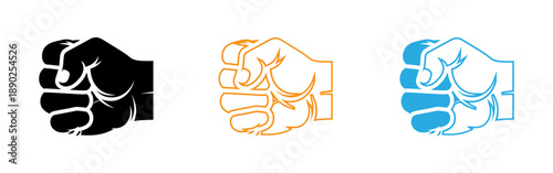 Fist bump hand gestures in three colors