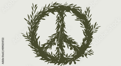 peace sign made of leaves, olive branch wreath