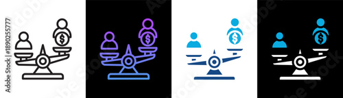 Inquality Icon Of Line Black And White Style Vector Illustration
