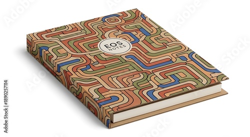 Retro Abstract Pattern Hardcover Notebook Journal.