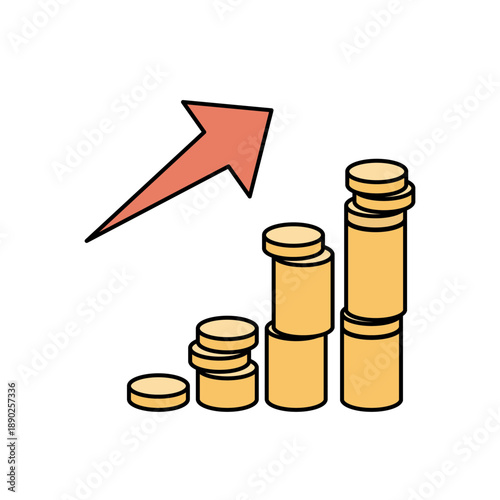 コインを積み上げた成長イメージイラスト