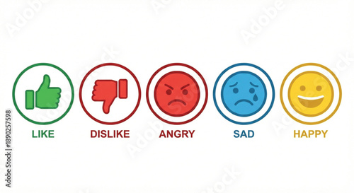 Diverse emotional and feedback icons representing user sentiment and reactions