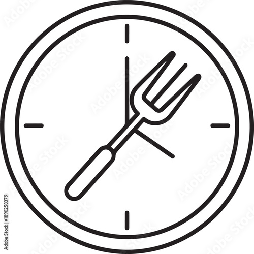 Simple icon of fork and knife on plate for meal timing