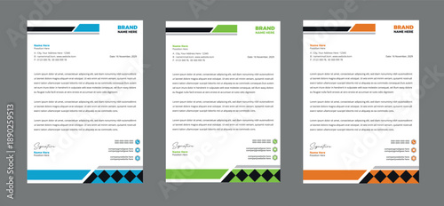 Professional Business Letterhead Design Templates with Colorful Header and Footer