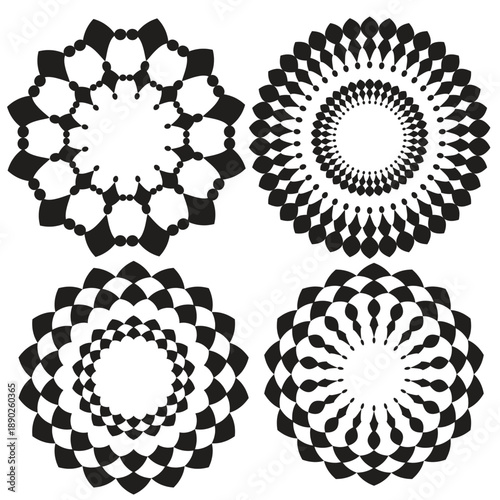 Set of overlapping flower petal icons