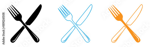 Colorful illustration of crossed fork and knife utensils