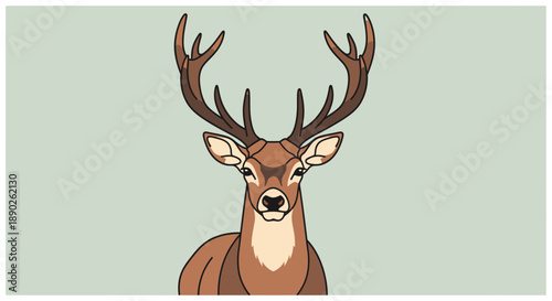 Illustration of a majestic deer with large antlers on a plain background.
