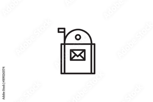 Mailbox icon, postbox symbol for mail delivery and correspondence, postal service concept