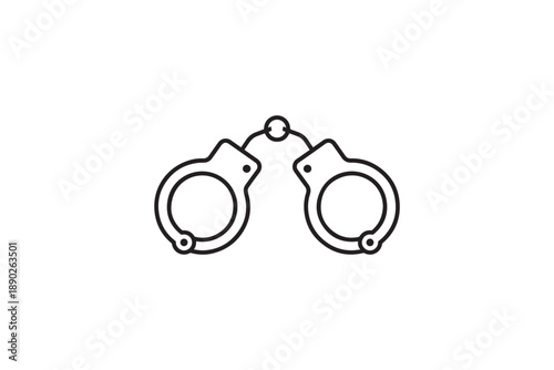 Simple line art icon of metal handcuffs on a white background, symbolizing law and order