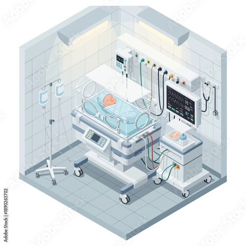 Neonatal Intensive Care Unit Equipment for Newborn Baby Care.