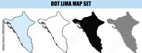 Lima Map Set Vector Illustration background