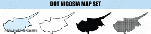 Photos Nicosia Map Set Cyprus Dotted background