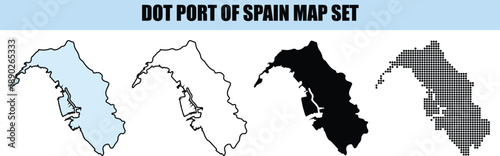 Port of Spain Map Set Vector Illustration background