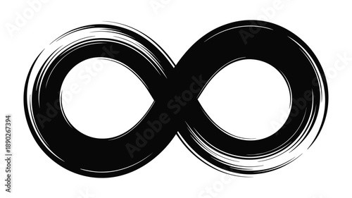 Keywords: Black infinity symbol with brush stroke texture on white background